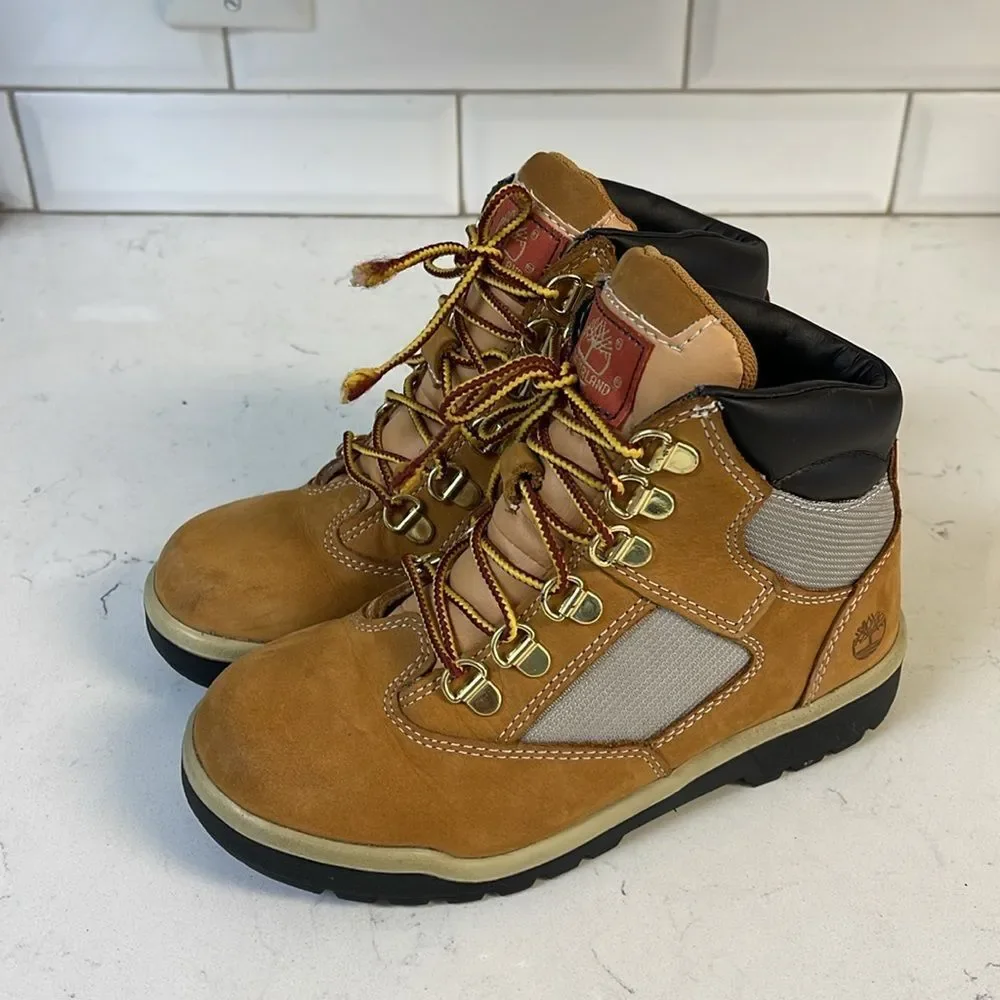 TIMBERLAND FIELD BOOT WHEAT NUBUCK Boys Size 2.5 Kids Style 15845